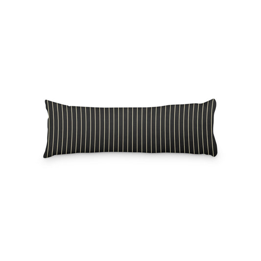 Black Microfiber Body Pillow with Fine Tan Stripes, MFBP-1014-152,  20 x 54 inches