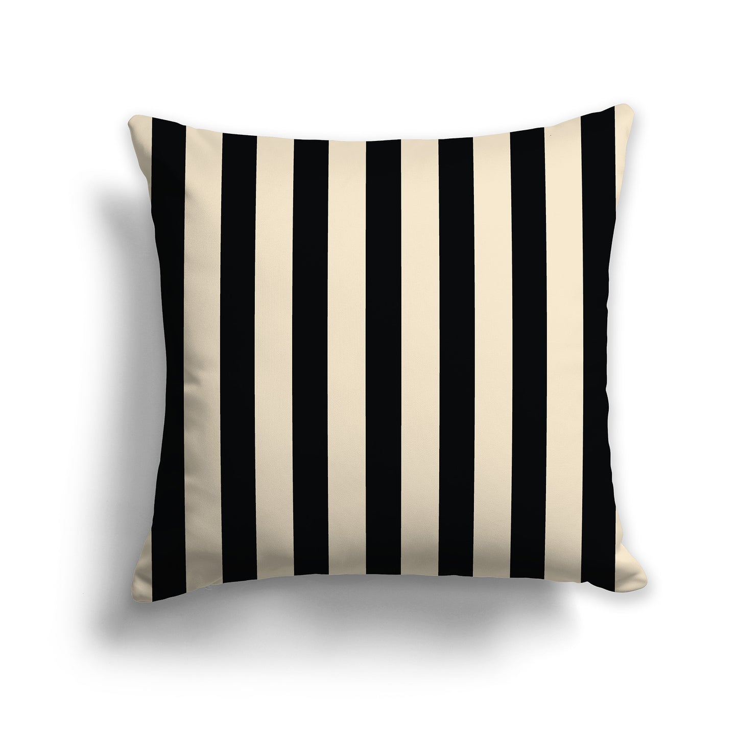 Beige Throw Pillow with Black Bars on Front and Solid Beige Back, square