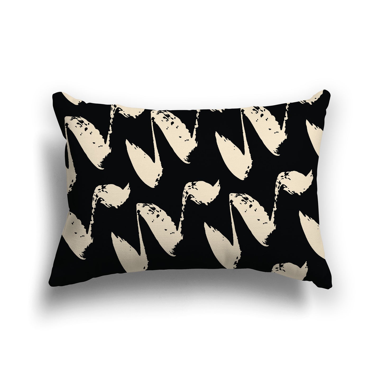 Black Throw Pillow with Beige Squiggle Pattern on Both Sides, lumbar