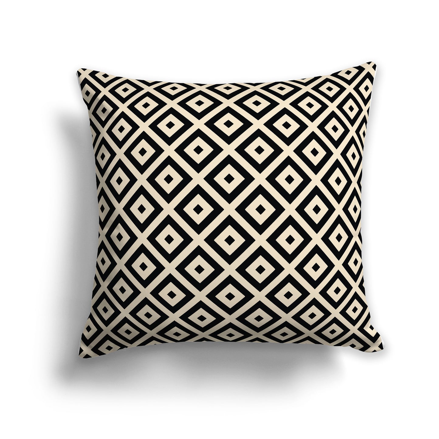 Throw Pillow with Black and Beige Radiating Squares on Both Sides, square