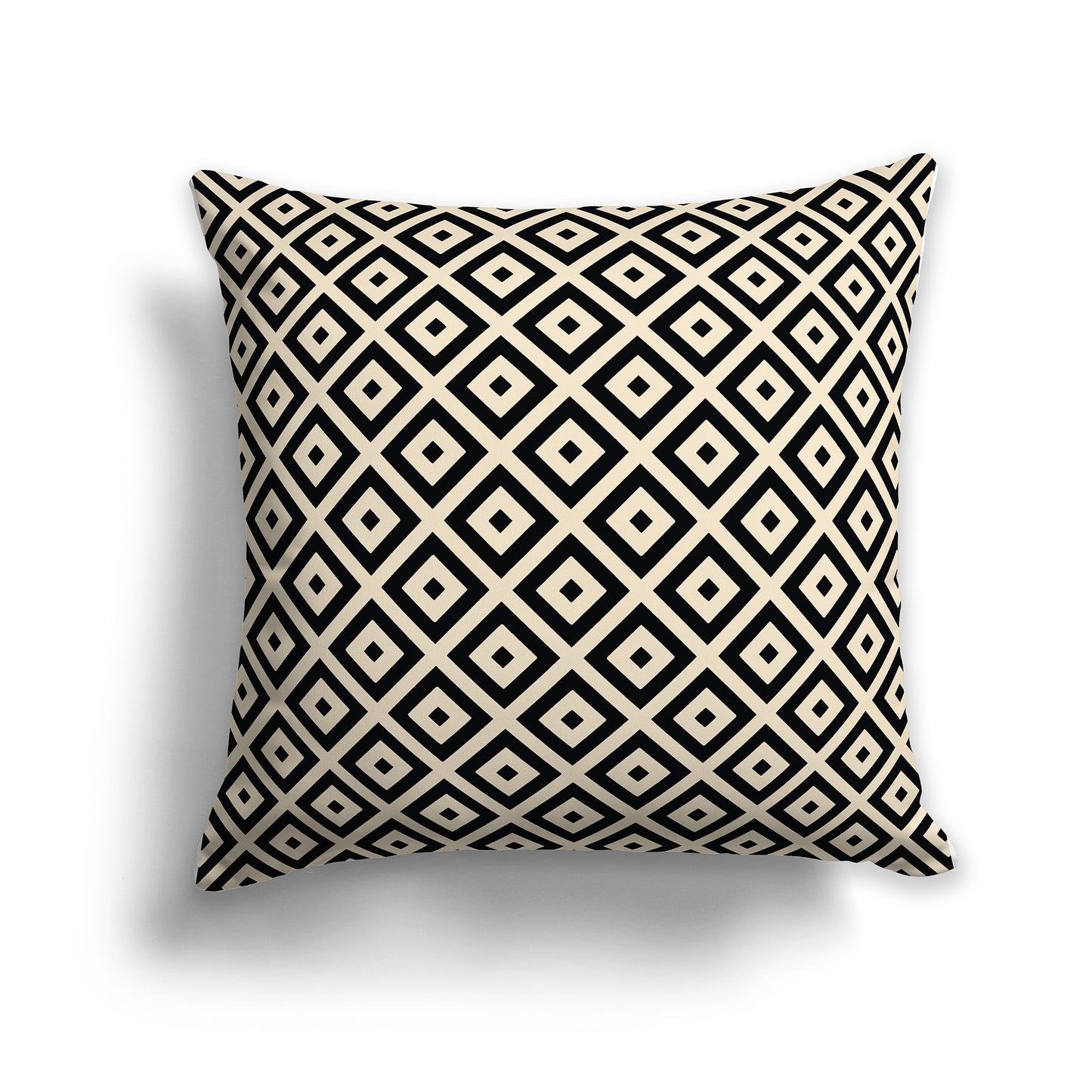 Throw Pillow with Black and Beige Radiating Squares on Both Sides, square