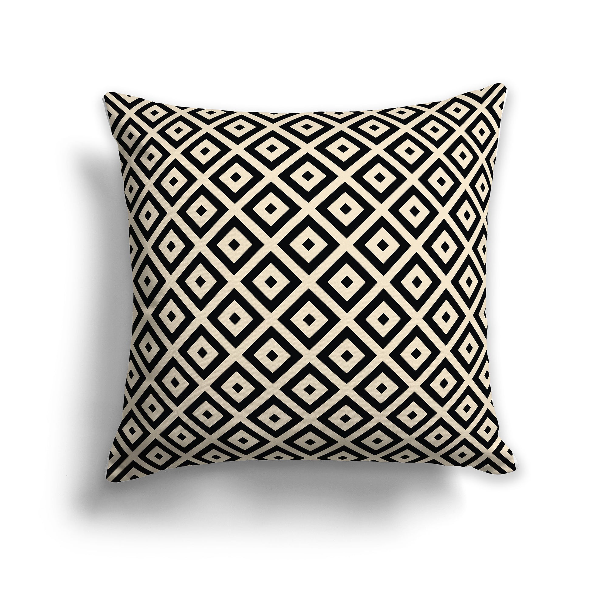 Throw Pillow with Black and Beige Radiating Squares on Both Sides, square
