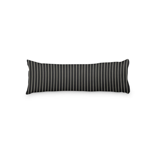 Black Microfiber Body Pillow with Fine Beige Stripes, MFBP-1015-152,  20 x 54 inches
