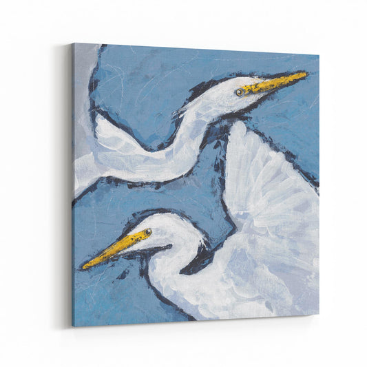 Slim Canvas Fine Art Print - Heron Pair - 6x6 inches