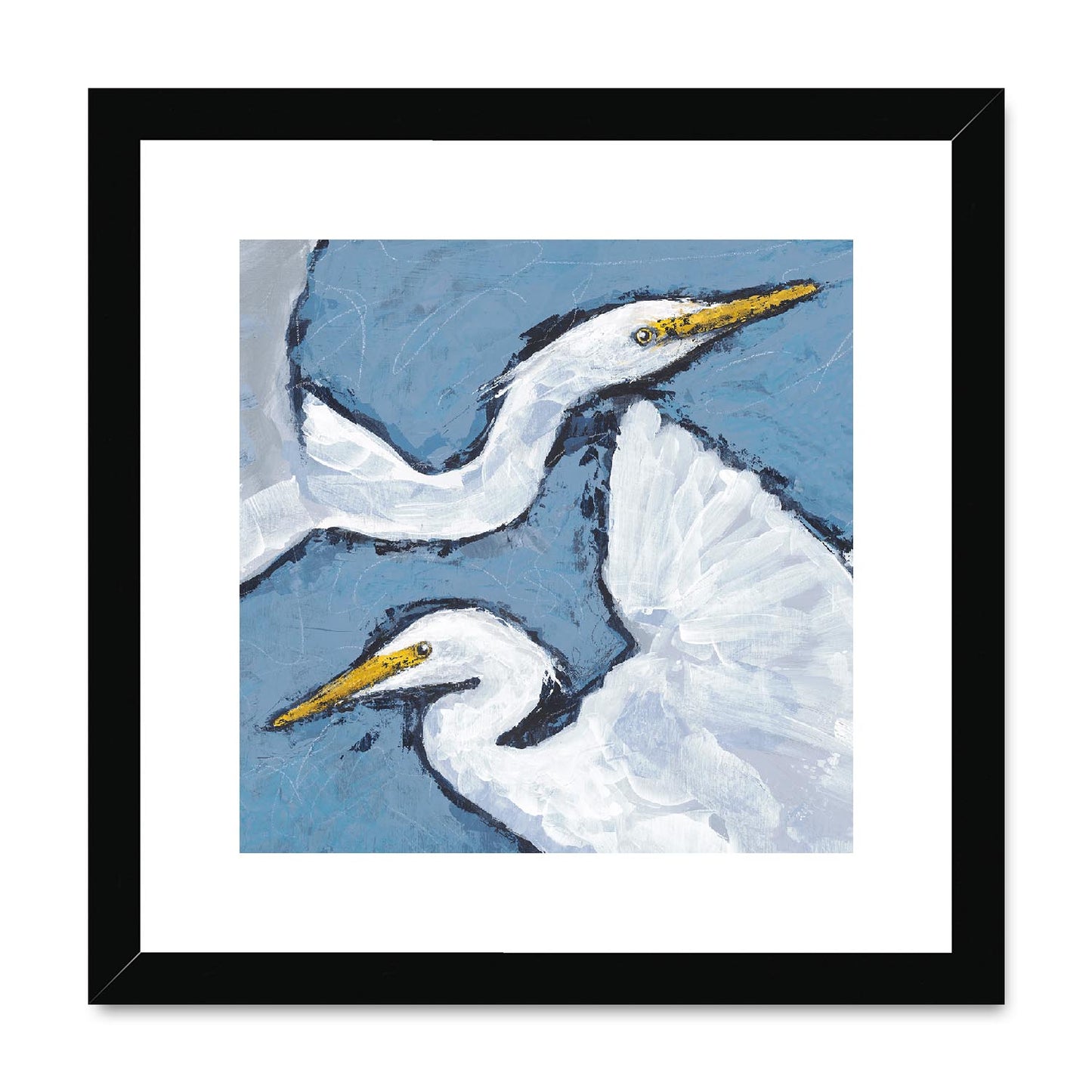Framed Fine Art Print, White Mat,Heron Pair in Acrylic, FPS-1020-002, 12"x12", Black Frame