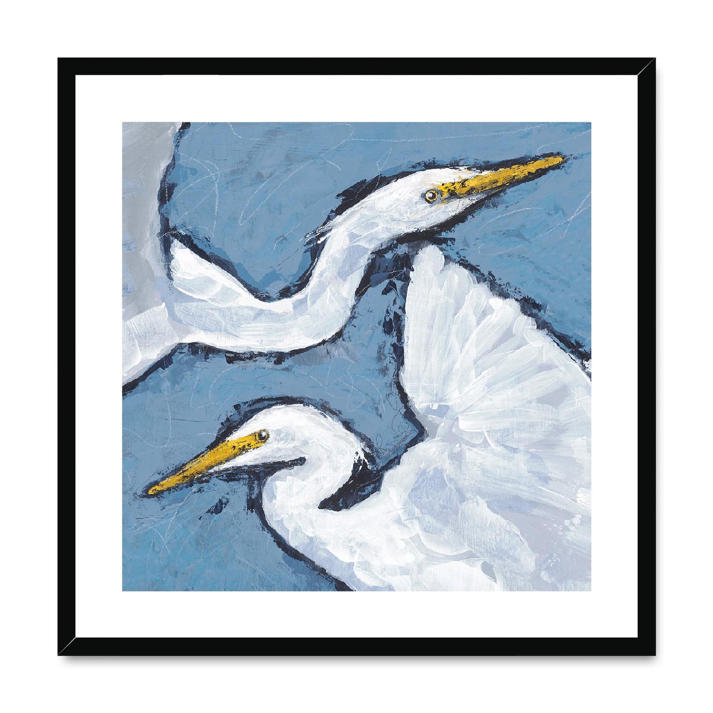 Framed Fine Art Print, White Mat,Heron Pair in Acrylic, FPS-1020-002, 24"x24", Black Frame