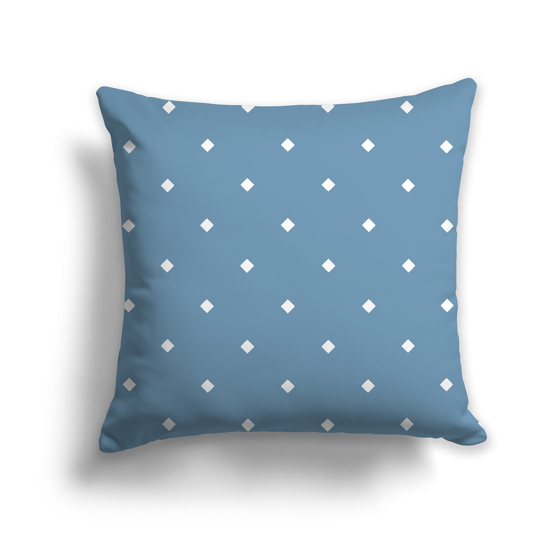 14x14 inch Throw Pillow with White Diamond Pattern on Blue