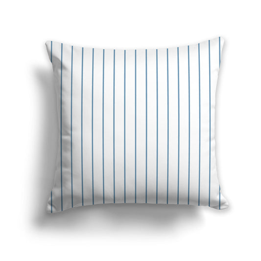 26x26 inch Throw Pillow with Fine Blue Vertical Stripes on White