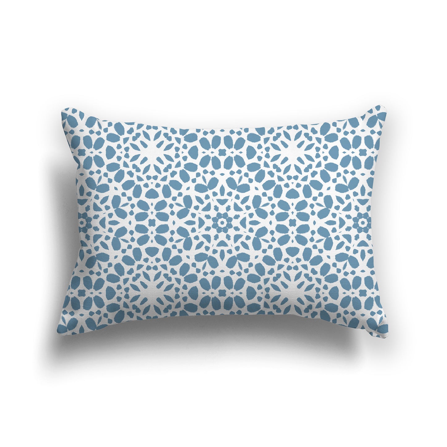 Lumbar Throw Pillow with Fine Blue Circular Pattern on White