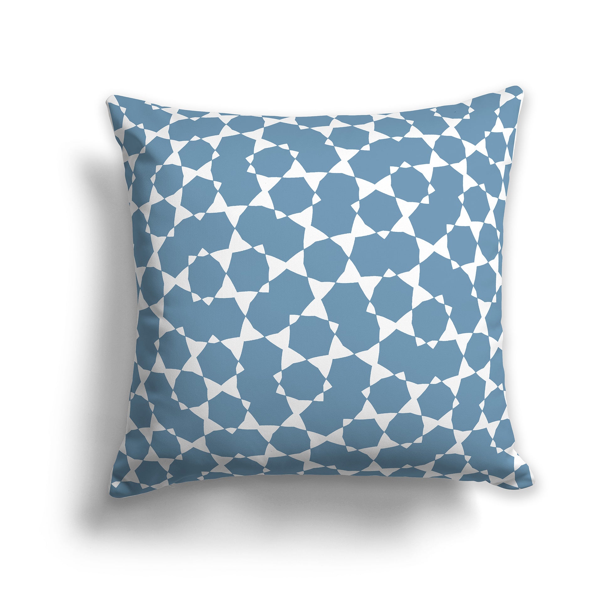 14x14 inch Throw Pillow with White Pattern on Blue