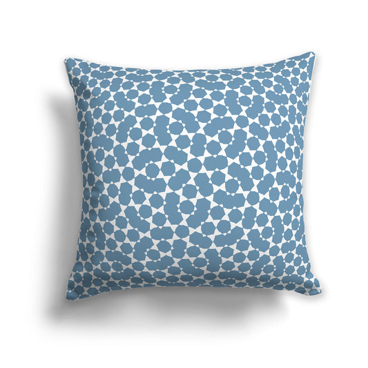 26x26 inch Throw Pillow with White Pattern on Blue