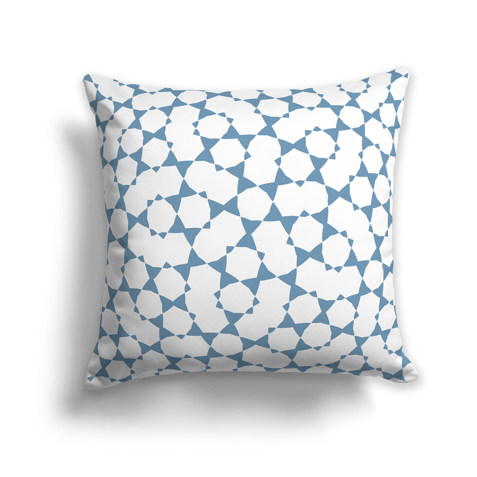 14x14 inch Throw Pillow with Blue Pattern on White