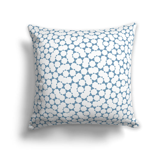 26x26 inch Throw Pillow with Blue Pattern on White