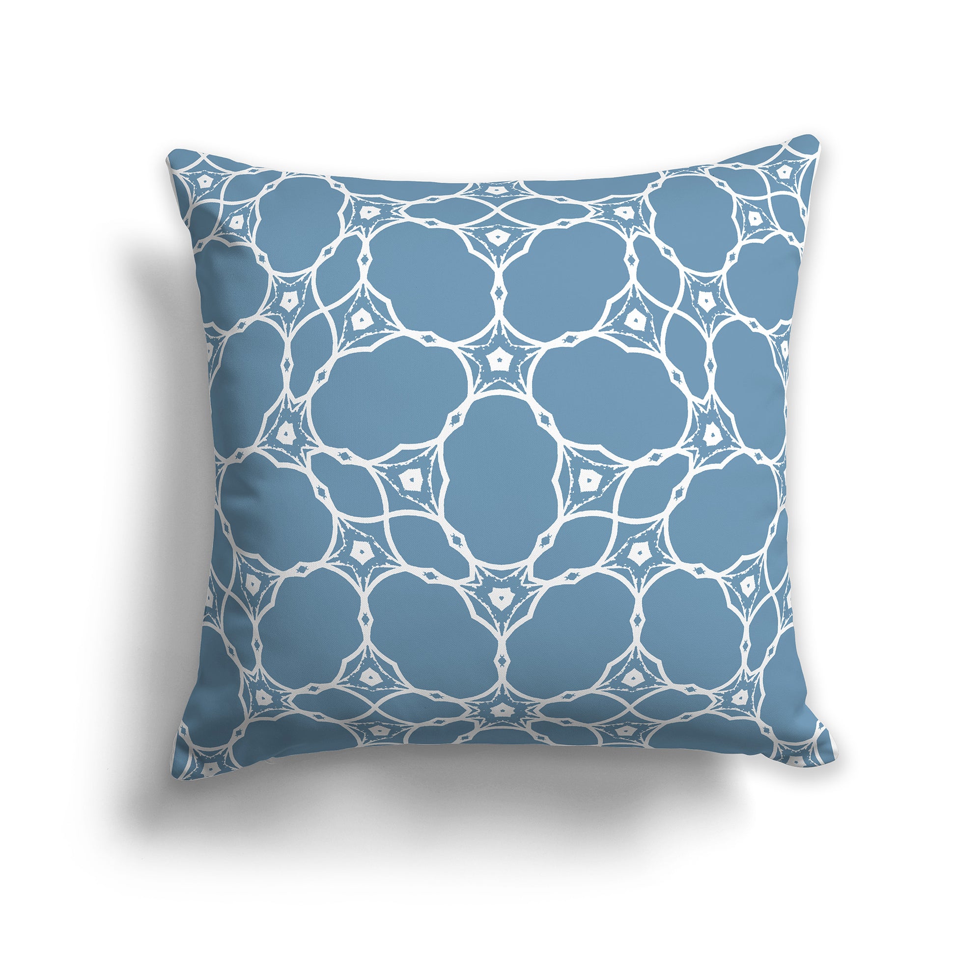 14x14 inch Throw Pillow with White Pattern on Blue