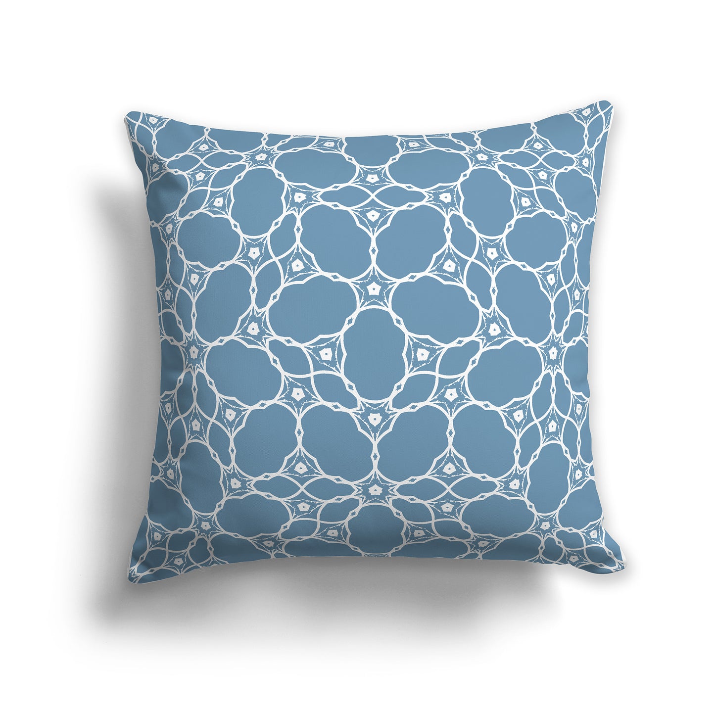 20x20 inch Throw Pillow with White Pattern on Blue