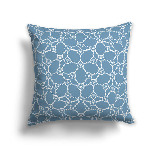 26x26 inch Throw Pillow with White Pattern on Blue
