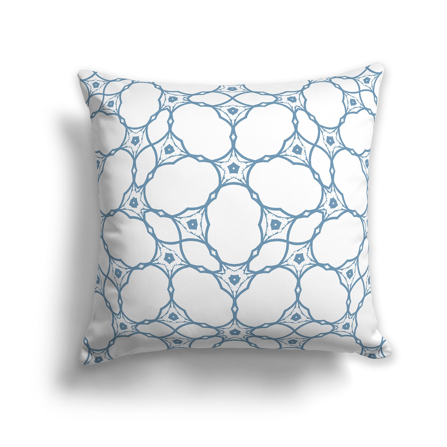 14x14 inch Throw Pillow with Blue Pattern on White