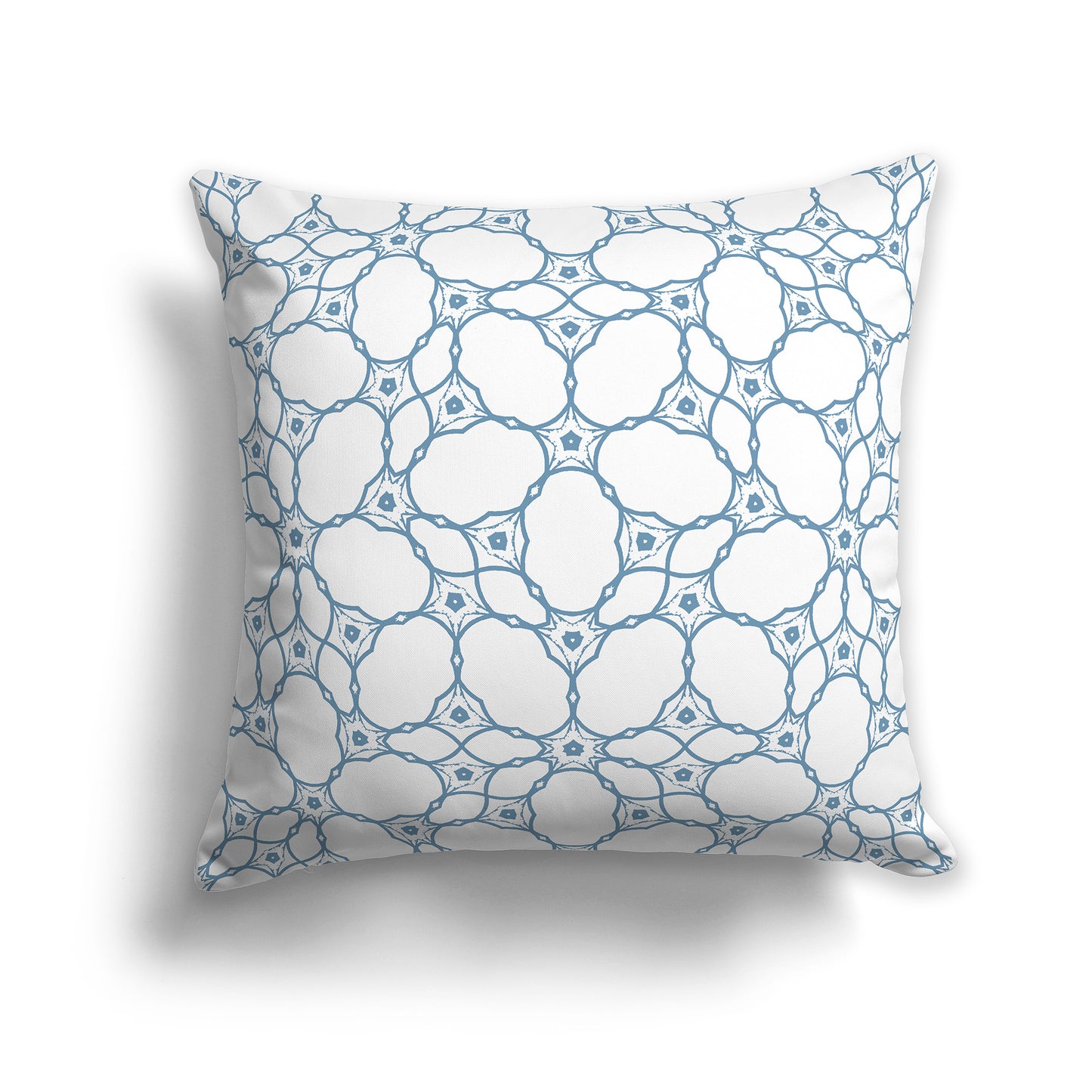 20x20 inch Throw Pillow with Blue Pattern on White