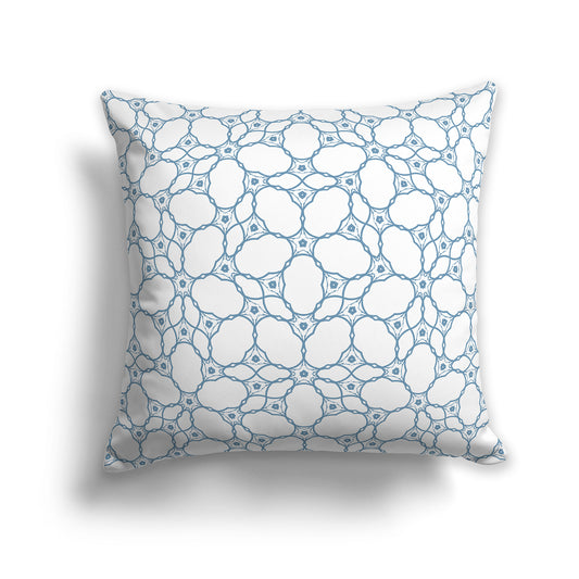 26x26 inch Throw Pillow with Blue Pattern on White