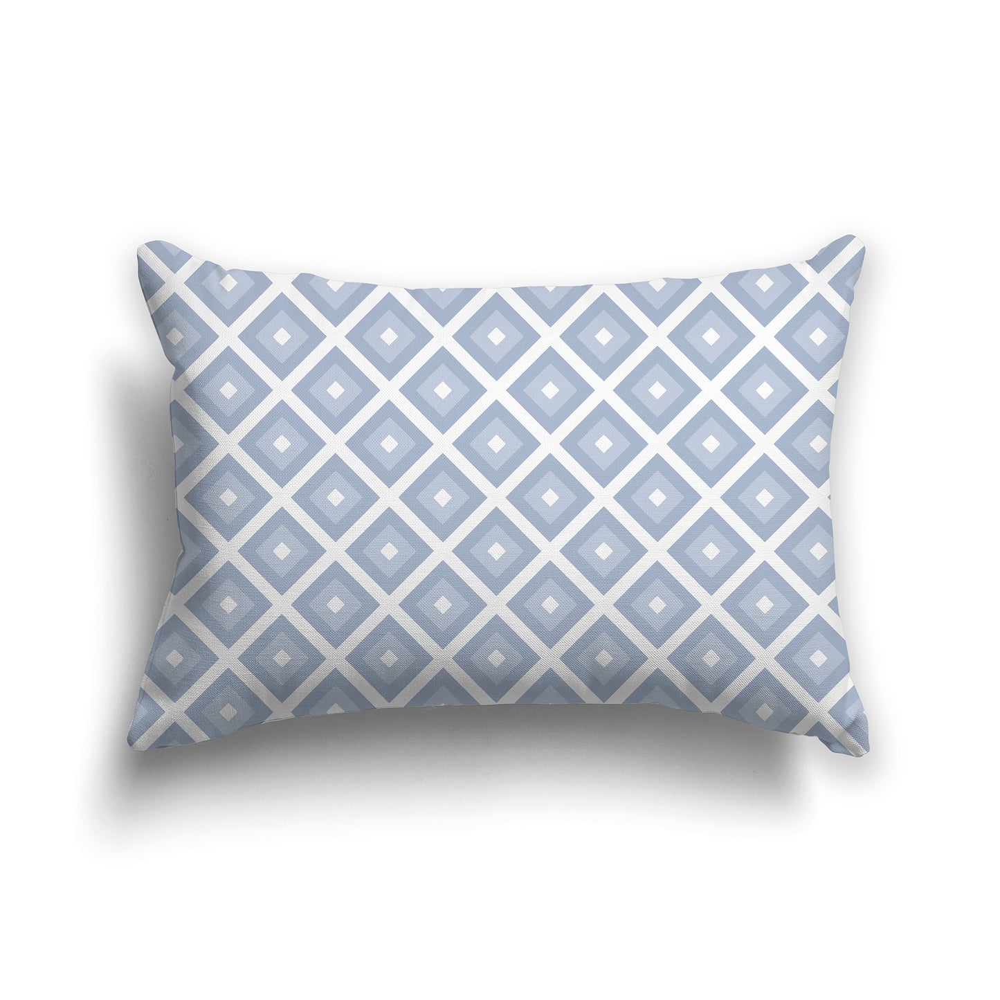 20x14 inch Throw Pillow with Blue-grey radiating squares on White