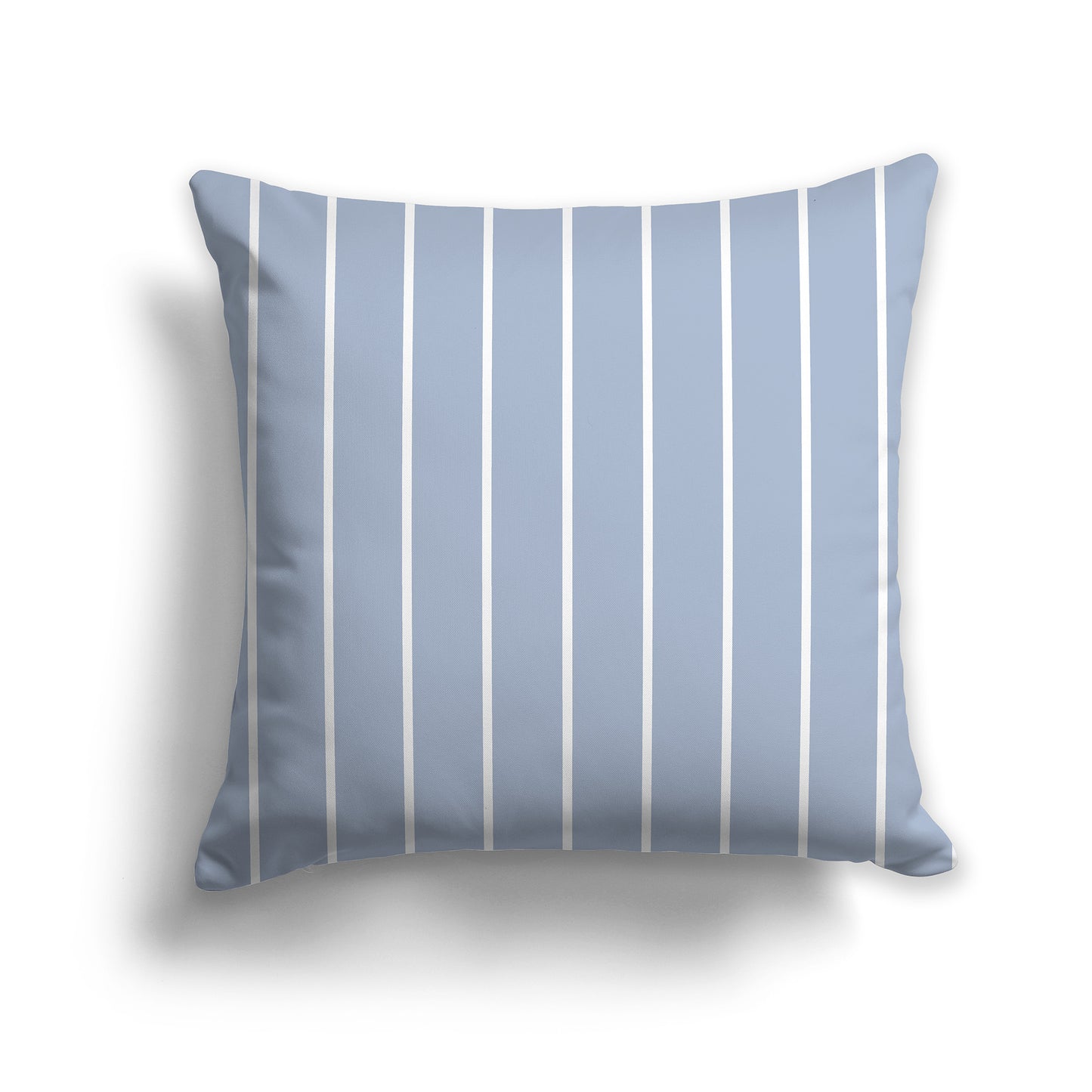 14x14 inch Throw Pillow with Fine White Vertical Stripes on Blue-grey