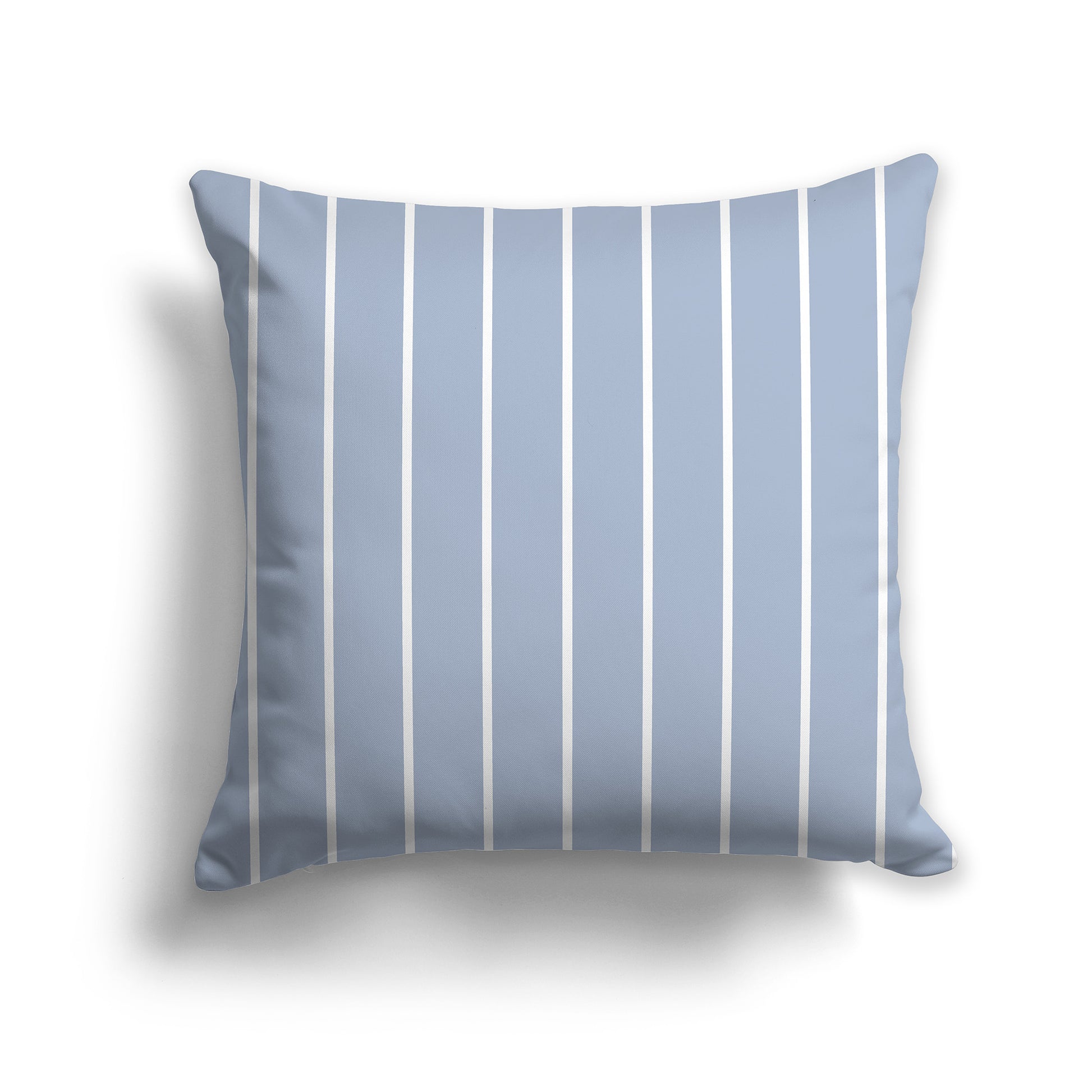 14x14 inch Throw Pillow with Fine White Vertical Stripes on Blue-grey