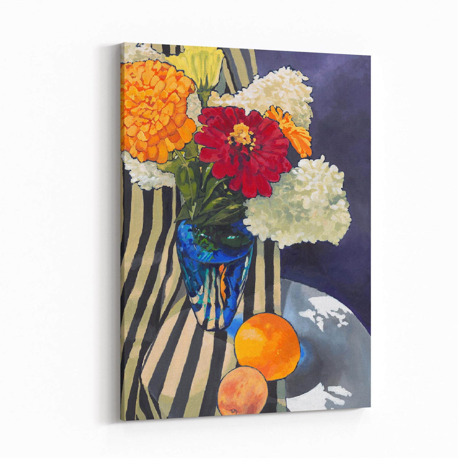 Hydrangeas & Zinnias 1 - 6"x8" Slim Canvas Fine Art Print