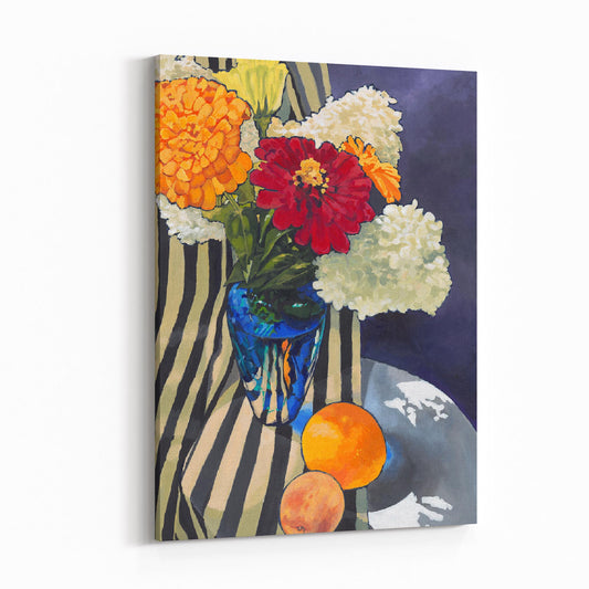 Hydrangeas & Zinnias 1 - 6"x8" Slim Canvas Fine Art Print