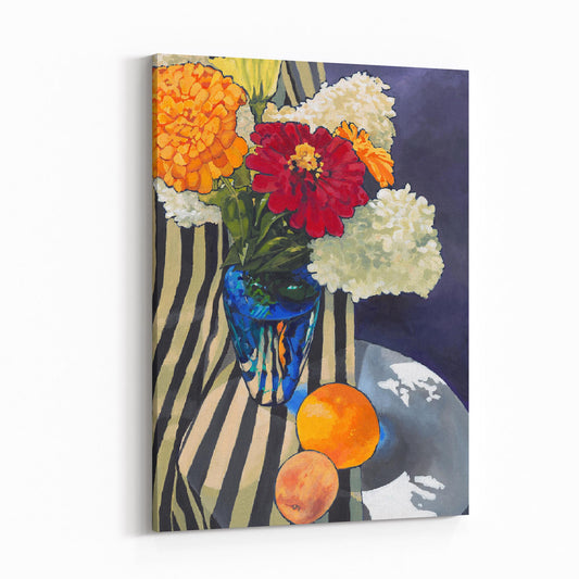 Hydrangeas & Zinnias 3 - 6"x8" Slim Canvas Fine Art Print