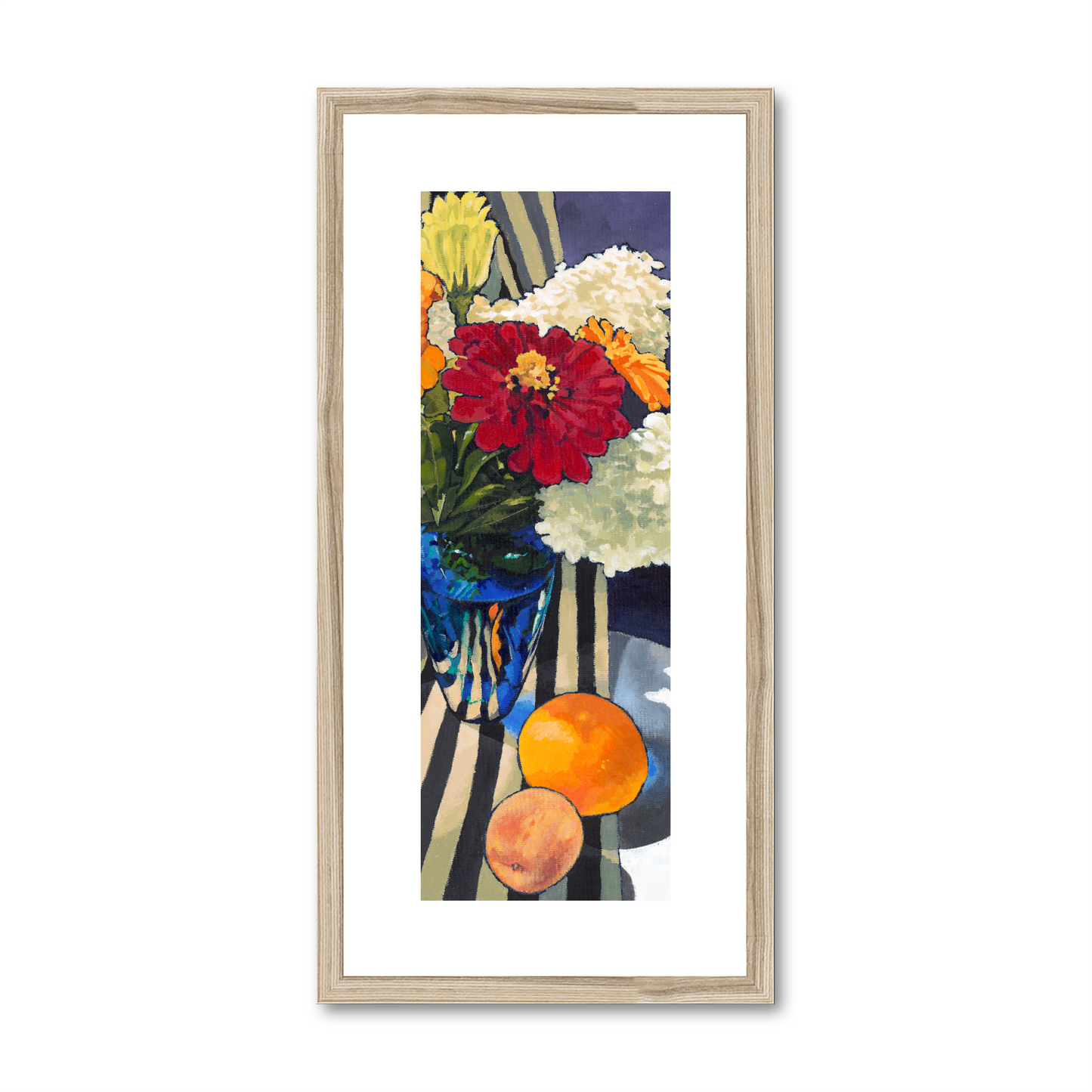 Framed Fine Art Print, White Mat - 12x24 inches | Hydrangeas & Zinnias, FPT-1030-1121-001
