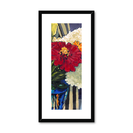 Framed Fine Art Print, White Mat - 12x24 inches | Hydrangeas & Zinnias, FPT-1030-1121-002