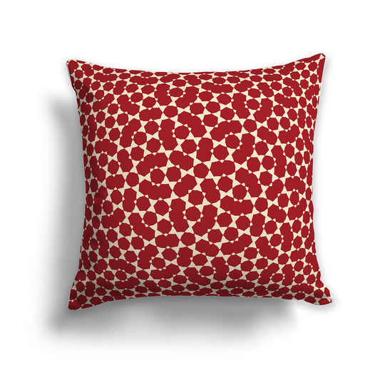 26x26 inch Throw Pillow with Beige Pattern on Red