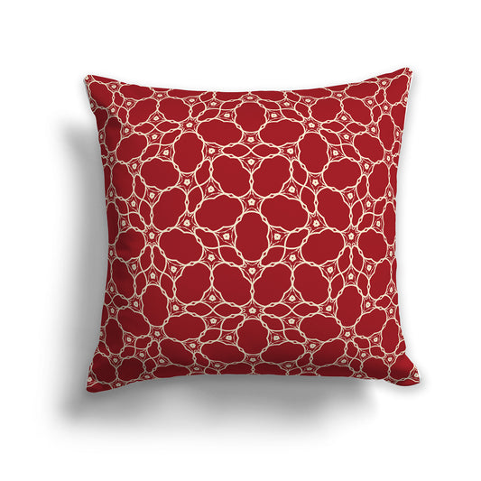 26x26 inch Throw Pillow with Beige Pattern on Red