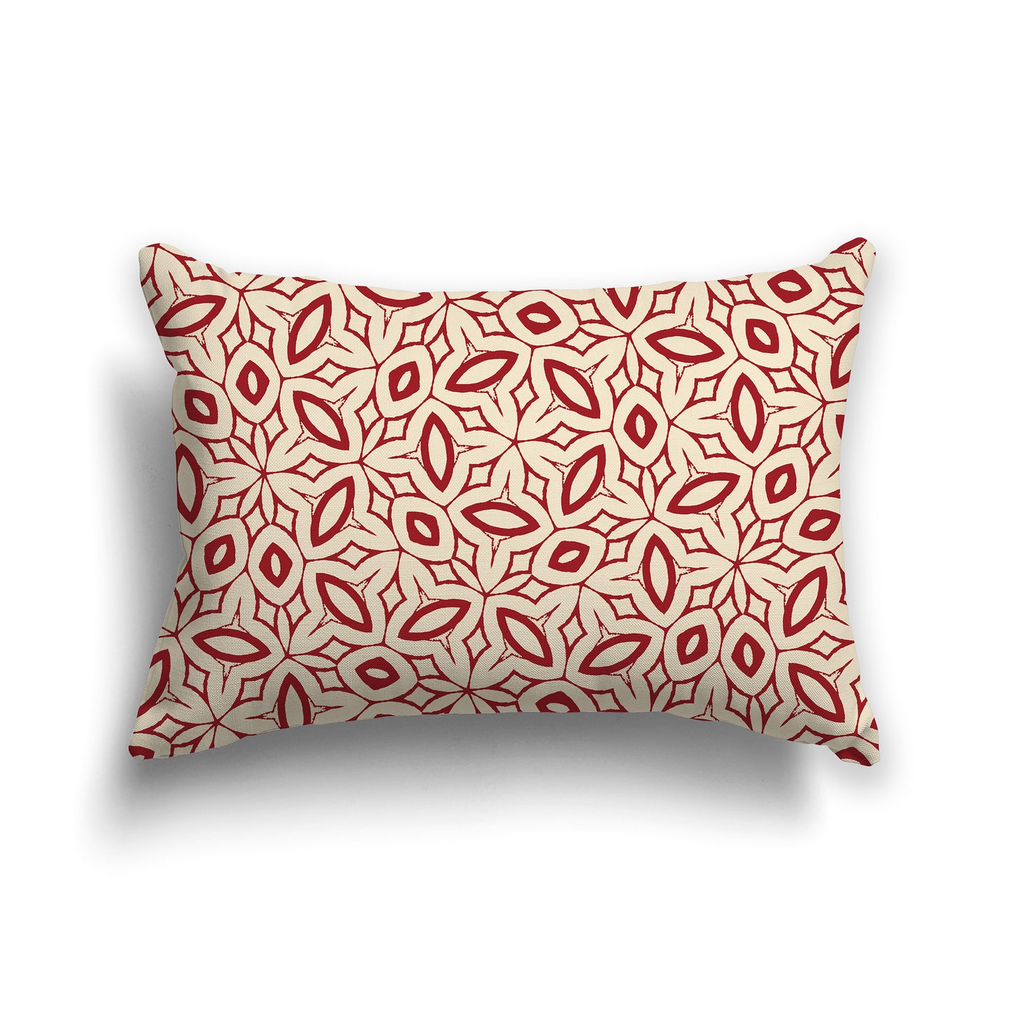 20x14 inch Throw Pillow with Red Pattern on Beige