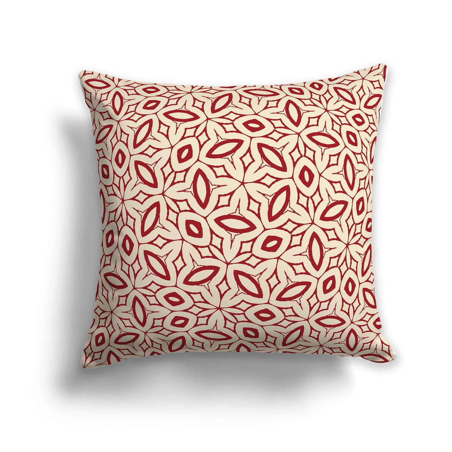 20x20 inch Throw Pillow with Red Pattern on Beige