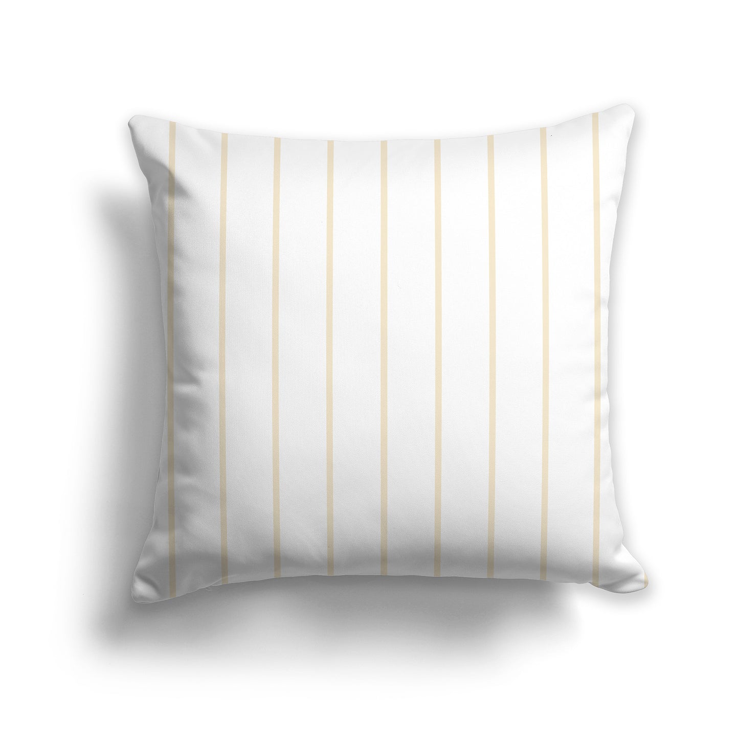14x14 inch Throw Pillow with Fine Beige Vertical Stripes on White