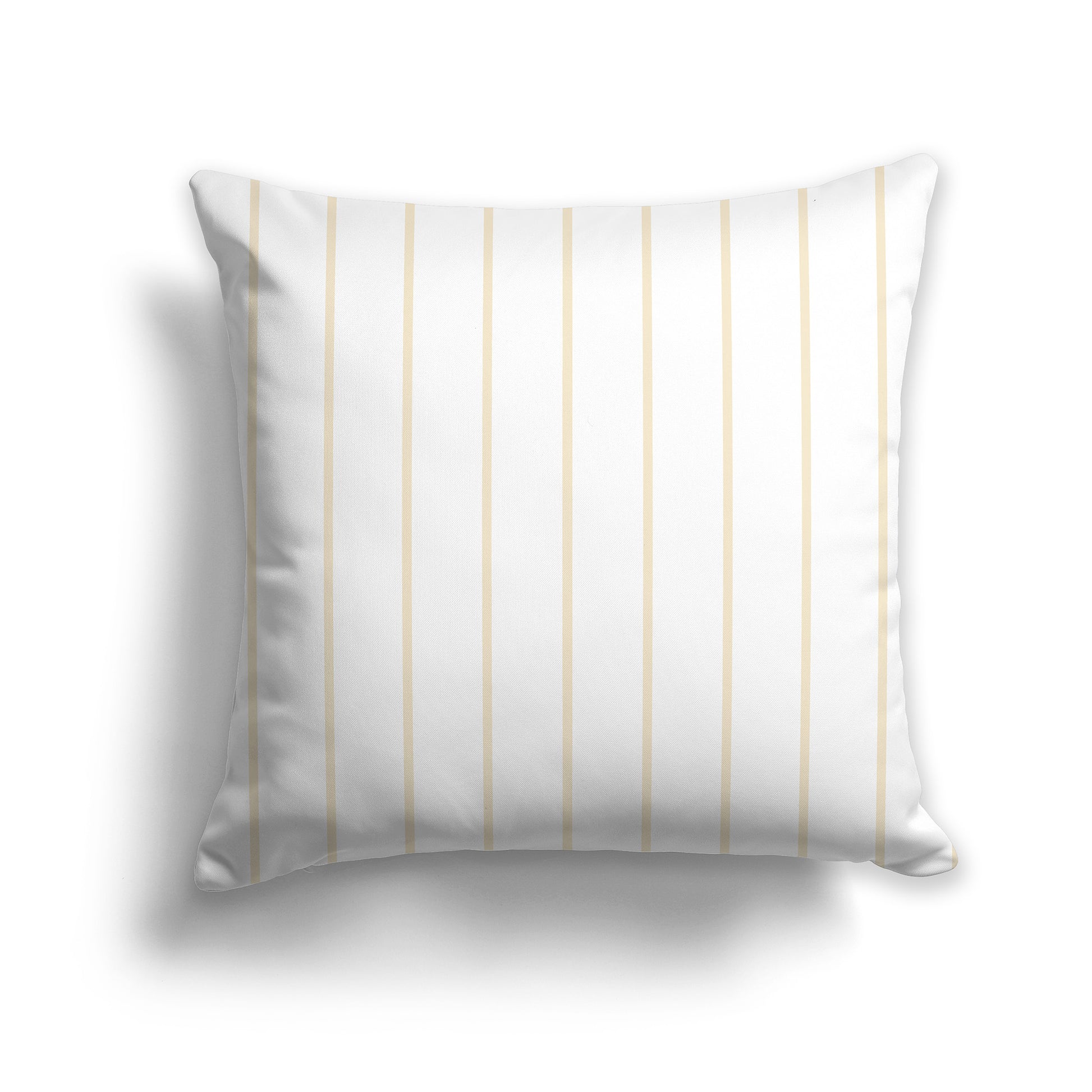 14x14 inch Throw Pillow with Fine Beige Vertical Stripes on White