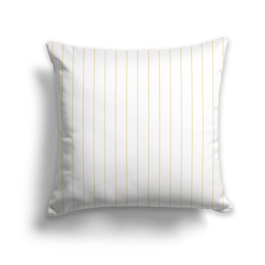 26x26 inch Throw Pillow with Fine Beige Vertical Stripes on White