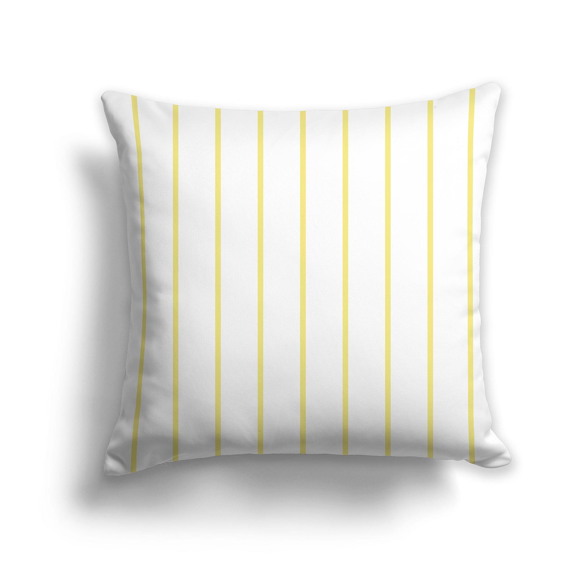 Square Throw Pillow with Thin Yellow Stripes on White