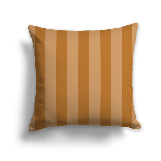 Medium-Brown Throw Pillow with Two tone Brown Bars on Front | Faux Suede | 14 x 14 inches