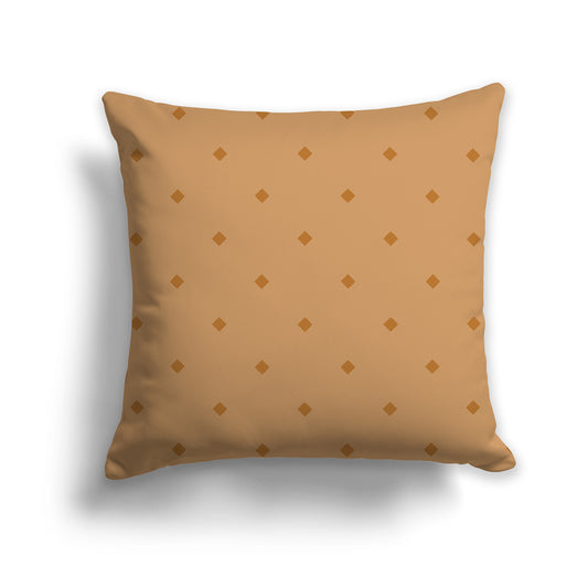 Medium-brown Throw Pillow with Brown Diamond Pattern on Front | Faux Suede | 14 x 14 inches