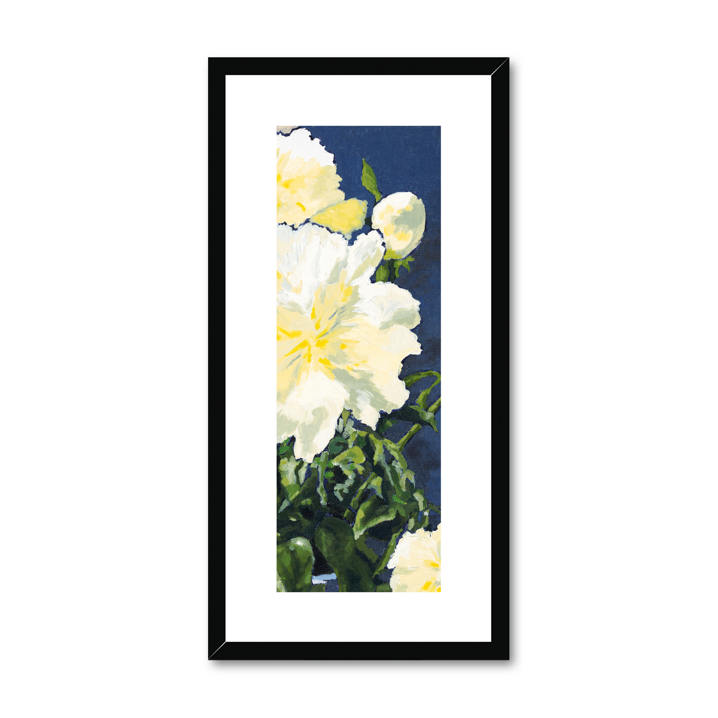 Framed Fine Art Print, White Mat - 12x24 inches | White Peonies, FPT-1050-1120