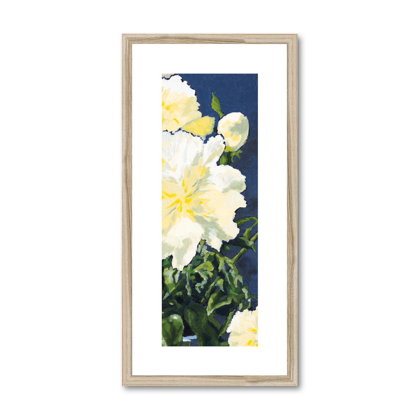 Framed Fine Art Print, White Mat - 12x24 inches | White Peonies, FPT-1050-1120