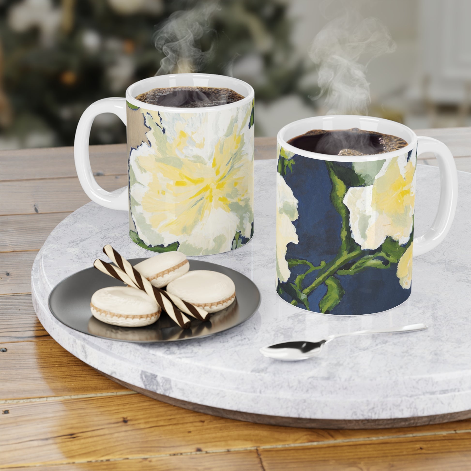 White Peonies Fine Art 11oz Ceramic Mug