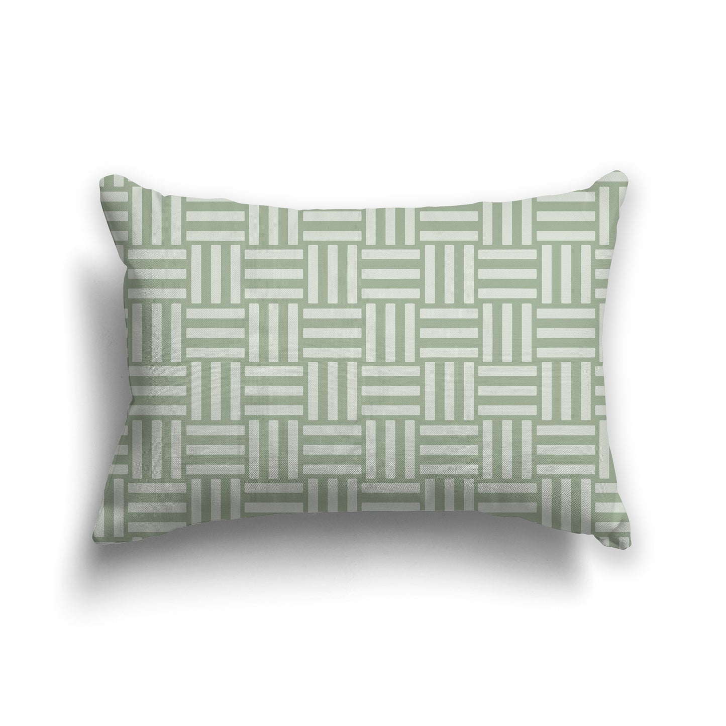 20x14 inch Lumbar Throw Pillow with Two-tone Green Basket Weave Pattern