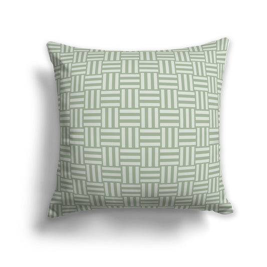 26 inch Throw Pillow with Two-tone Green Basket Weave Pattern