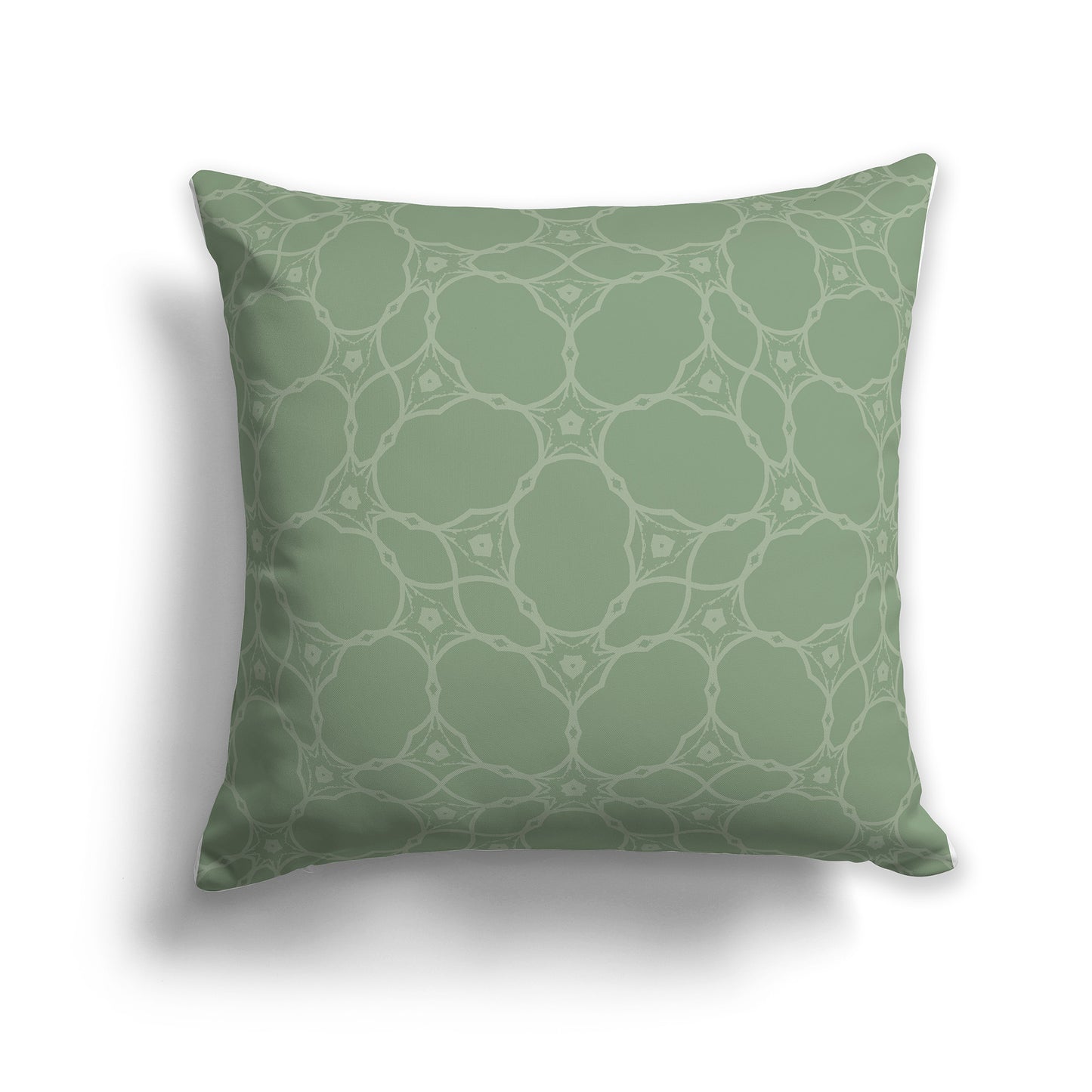 16 inch Throw Pillow with Two-tone Green Web Lace Pattern
