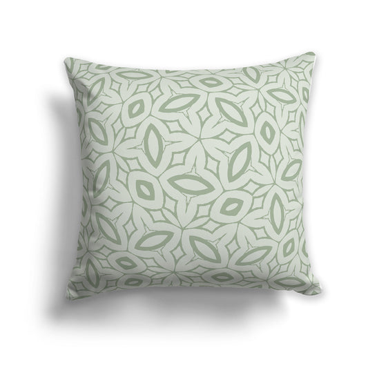 14 inch Throw Pillow with Two-tone Green Geometric Repeat Pattern