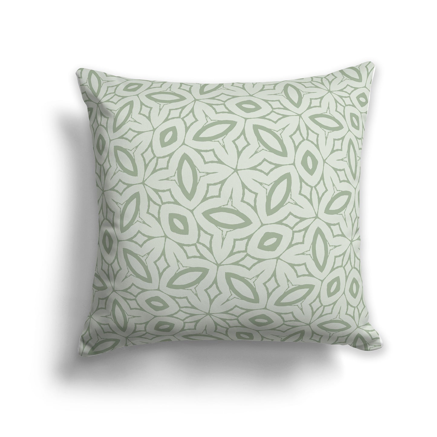 16 inch Throw Pillow with Two-tone Green Geometric Repeat Pattern