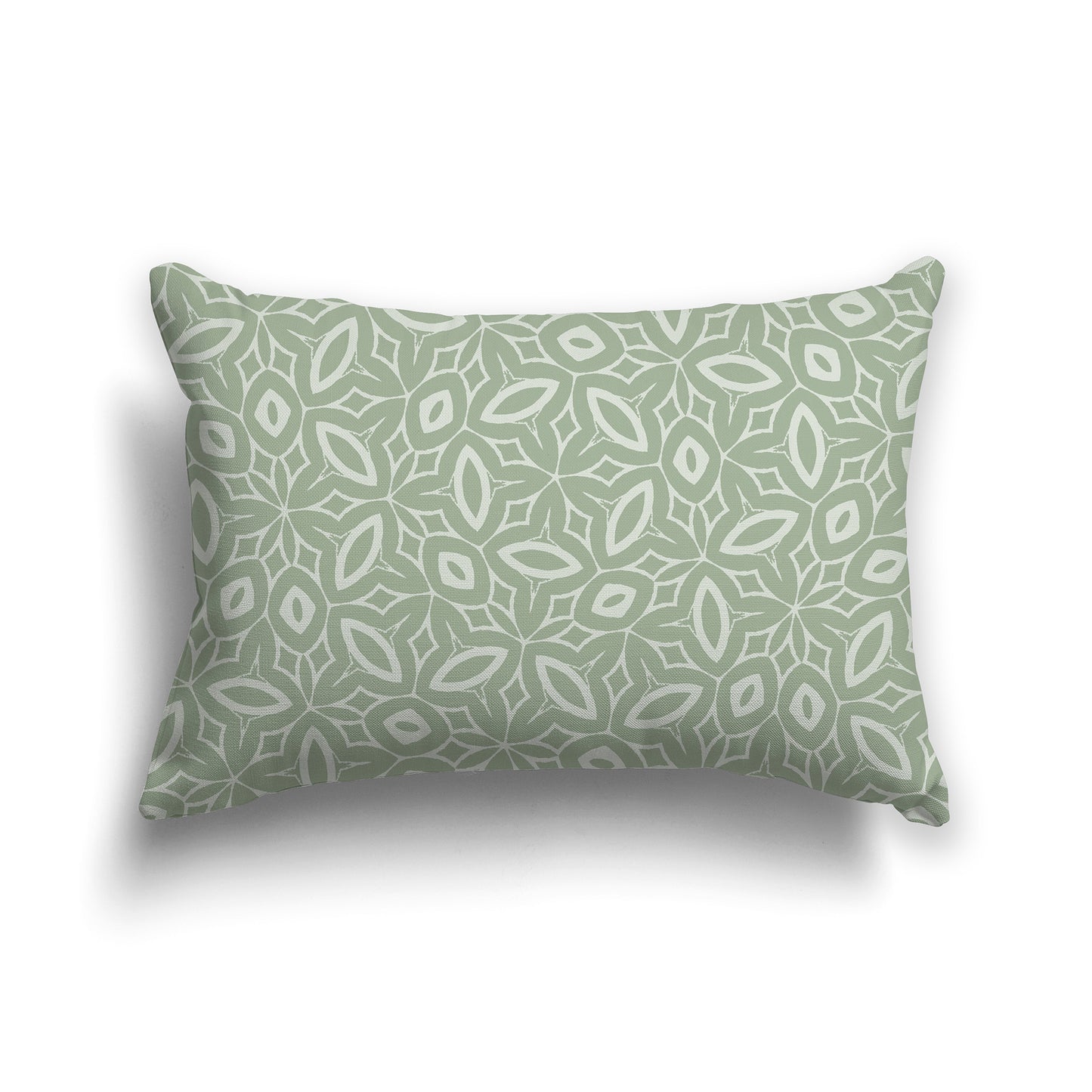 20x14 inch Lumbar Throw Pillow with Two-tone Green Geometric Repeat Pattern